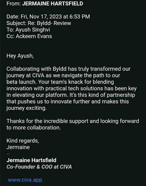 Review from Jermaine Hartsfield, CIVA